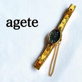 アガット(agete)のアガット　agete オーバルフェイス 腕時計　ブラック　ゴールド系　ウォッチ(腕時計)