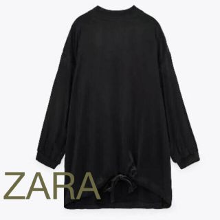 ザラ(ZARA)の【一度のみ着用】ZARA オーバーサイズサテントップス モックネック ミニワンピ(ミニワンピース)