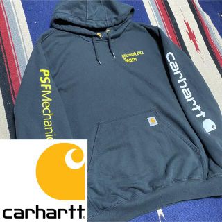 カーハート(carhartt)の90s 古着 カーハート メキシコ製 パーカー ロゴタグ 袖プリント ゆるだぼ(パーカー)