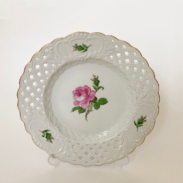 マイセン ピンクローズ 忘れな草 キャンドルスタンド 燭台 Meissen