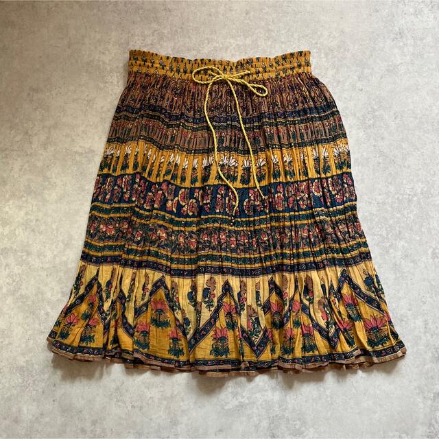 インド綿　インディアンコットン　プリーツ　スカート