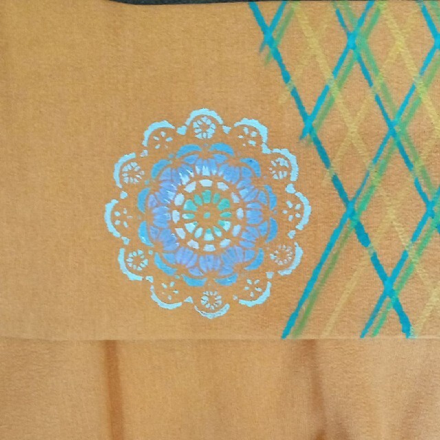 正絹名古屋帯　染め帯　ステンシル　チェック柄 レディースの水着/浴衣(帯)の商品写真
