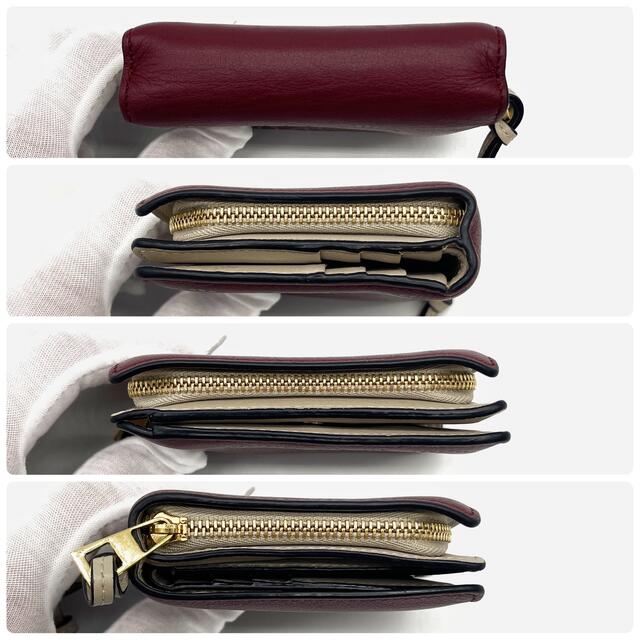 美品 ロエベ 折財布 ラウンドジップ アナグラム レザー レッド 購入証明書-