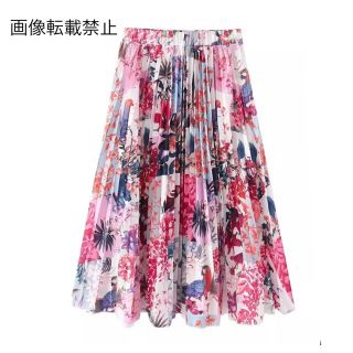 👒8月新作🏝8856◇フラワー 花柄 プリーツ フレアスカート(ひざ丈スカート)