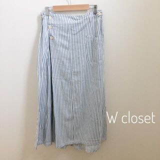 ダブルクローゼット(w closet)の　W closet ダブルクローゼット ガウチョパンツ スカーチョ ストライプ(カジュアルパンツ)