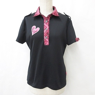 ビバハート(VIVA HEART)のビバハート VIVA HEART ゴルフ ポロシャツ 黒 ブラック ピンク 42(ウエア)