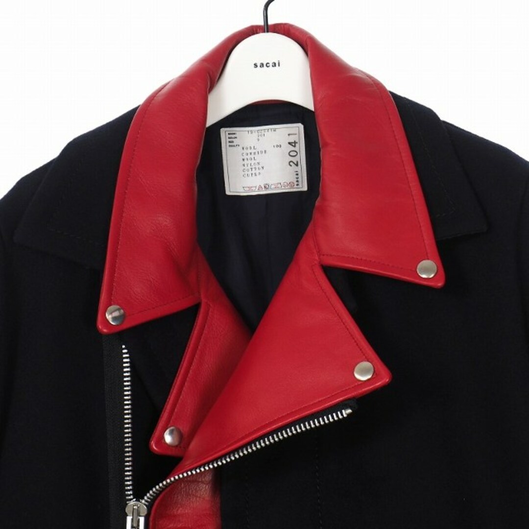 sacai - サカイ sacai ライダース レイヤード ステンカラー コート 再
