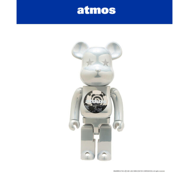 BE@RBRICK(ベアブリック)のBE@RBRICK atmos WHITE CHROME Ver. 1000%  ハンドメイドのおもちゃ(フィギュア)の商品写真