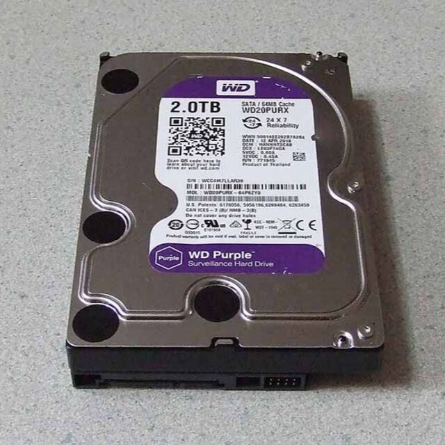 内蔵SATA 3.5インチHDD WD Purple WD20PURX 2TB スマホ/家電/カメラのPC/タブレット(PCパーツ)の商品写真