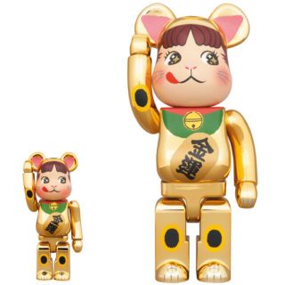 ベアブリック(BE@RBRICK)のBE＠RBRICK 招き猫 ペコちゃん 金運 金メッキ 100% & 400%(キャラクターグッズ)