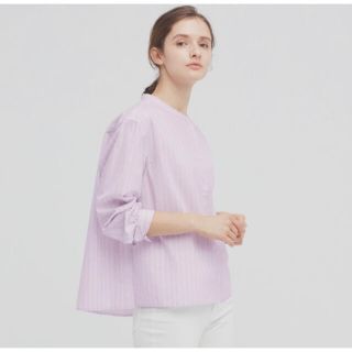 ユニクロ(UNIQLO)のコットンスタンドカラーシャツ ユニクロ UNIQLO(シャツ/ブラウス(長袖/七分))