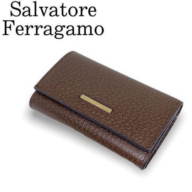 Salvatore Ferragamo(サルヴァトーレフェラガモ)の【美品】フェラガモ キーケース 6連 キーフック ブラウン こげ茶色 メンズのファッション小物(キーホルダー)の商品写真