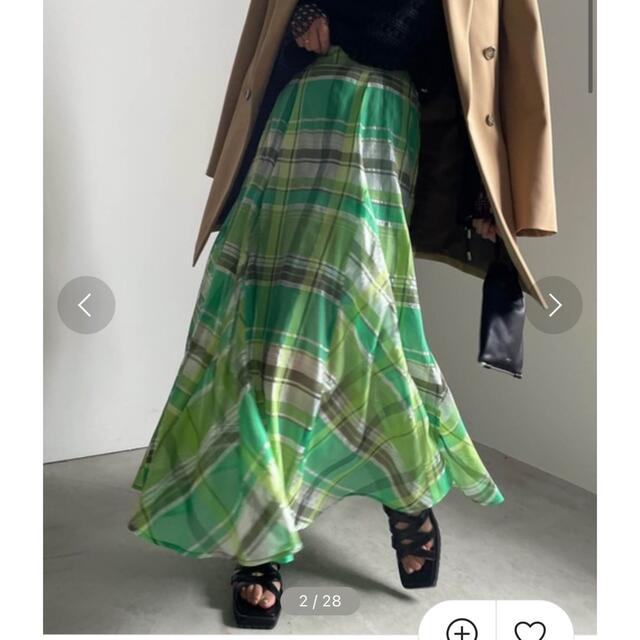 Ameri VINTAGE(アメリヴィンテージ)のAMERI SHEER CHECK FLARE SKIRT レディースのスカート(ロングスカート)の商品写真