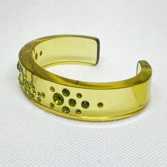 【美品】クリスチャンディオール ロゴストーン バングル イエロー クリア