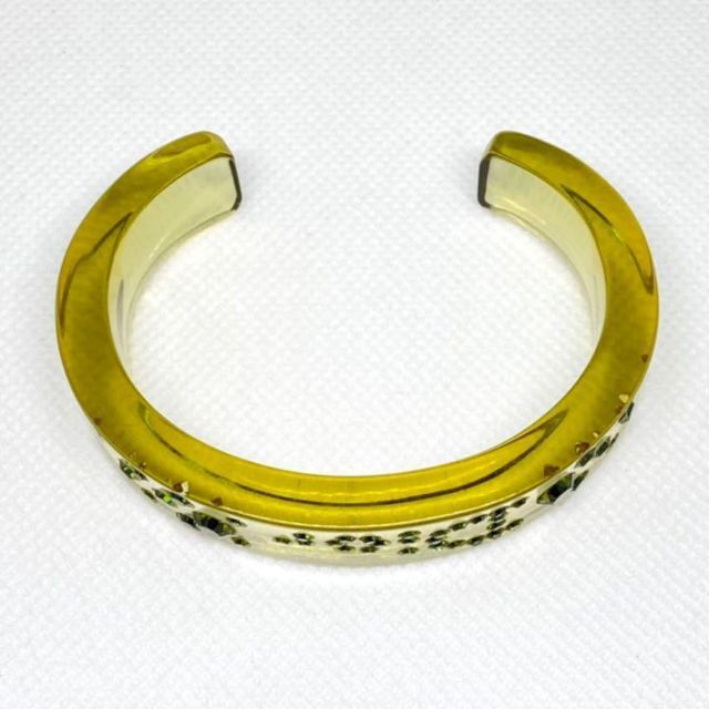 【美品】クリスチャンディオール ロゴストーン バングル イエロー クリア