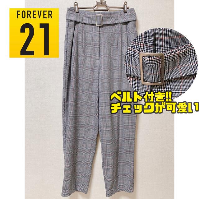 FOREVER 21(フォーエバートゥエンティーワン)のハイウエストグレンチェックパンツ レディースのパンツ(クロップドパンツ)の商品写真