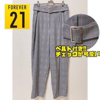 フォーエバートゥエンティーワン(FOREVER 21)のハイウエストグレンチェックパンツ(クロップドパンツ)