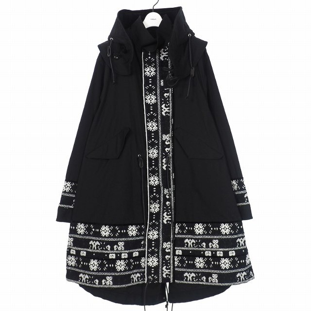 sacai - サカイ sacai 19AW フローラル モッズコート 2 ブラック 黒の