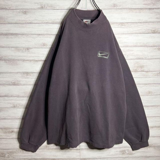 USA製!!】ナイキ ✈︎刺繍ロゴ モックネック 白タグ ゆるだぼ 裏起毛