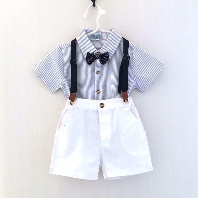 【70cm】男の子 フォーマル サスペンダー 3点セット 180 夏用スーツ キッズ/ベビー/マタニティのベビー服(~85cm)(セレモニードレス/スーツ)の商品写真