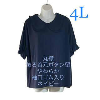 新品　大きいサイズ　レディース　丸襟トップス　4L(カットソー(長袖/七分))