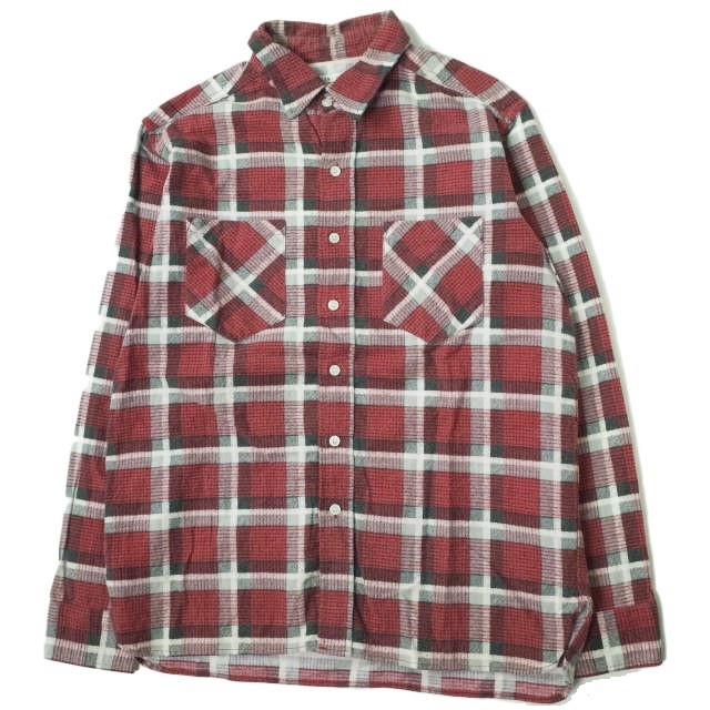 UNUSED(アンユーズド)のUNUSED アンユーズド 日本製 Cotton Flannel Check Shirt コットンフランネルチェックシャツ US0834 2 RED 長袖 ネルシャツ トップス【中古】【UNUSED】 メンズのトップス(シャツ)の商品写真