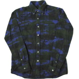 ソフネット(SOPHNET.)のSOPHNET. ソフネット 日本製 CAMOUFLAGE OVER PRINT FLANNEL CHECK B.D SHIRT カモフラージュオーバープリントフランネルチェックBDシャツ SOPH-156010 S BLUE 長袖 トップス【中古】【SOPHNET.】(シャツ)