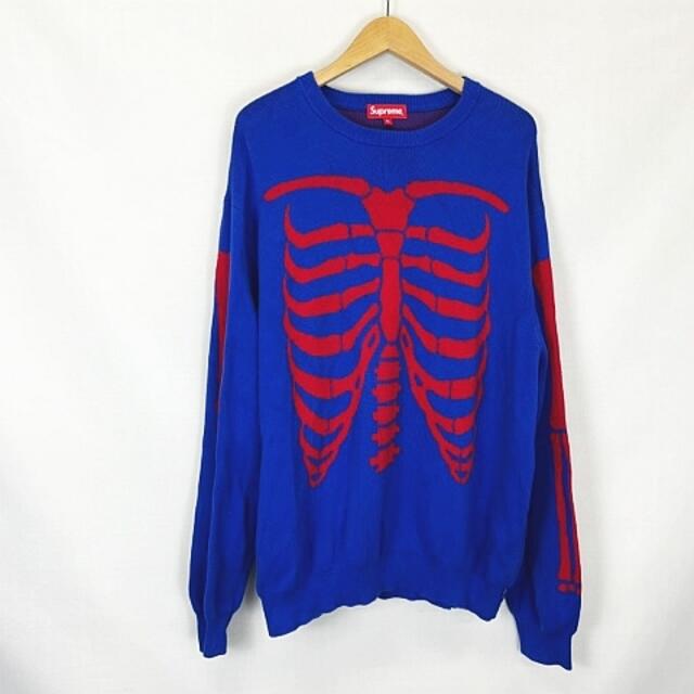 SUPREME17SS Bones Sweater Blue 青 XL