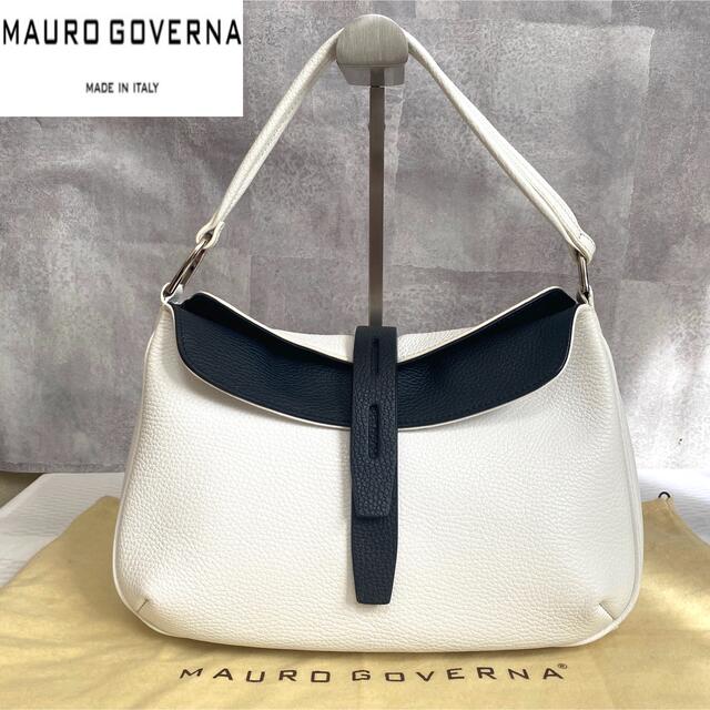 売れ筋新商品 MAURO GOVERNA シュリンク型 白 ゴールド金具 トート