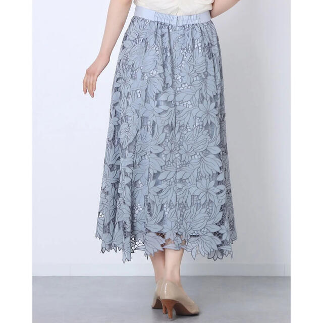JUSGLITTY(ジャスグリッティー)のジャスグリッティー エアリー刺繍スカート ブルー　ミント レディースのスカート(ロングスカート)の商品写真