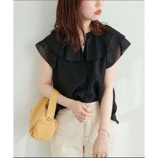 ナチュラルクチュール(natural couture)のnatural couture タックフリル衿スキッパーあきブラウス(シャツ/ブラウス(半袖/袖なし))