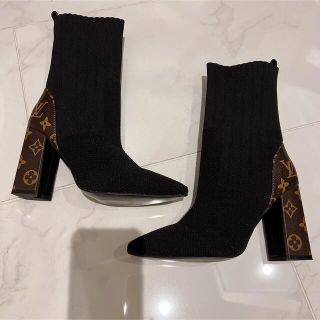 LOUIS VUITTON ソックスブーツ ブラック ホワイト モノグラム www