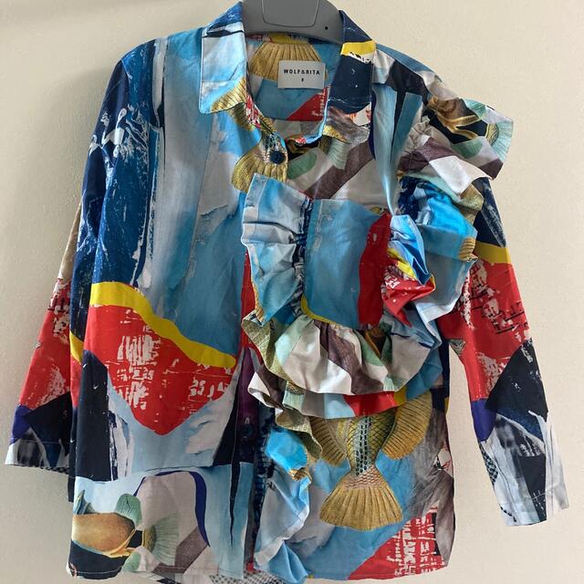 誕生日プレゼント 新品 wolfrita 後ろフリルブラウス 120cm 6Y kids