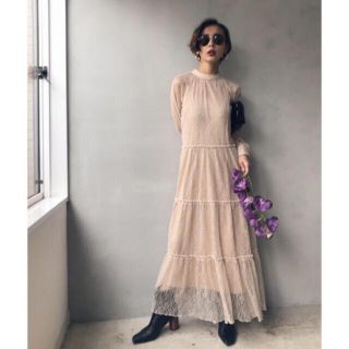 アメリヴィンテージ(Ameri VINTAGE)のAmeri VINTAGE  SHIRRING SHEER DRESS(ロングワンピース/マキシワンピース)