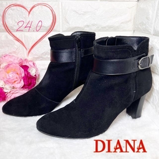 ダイアナ(DIANA)のDIANA ダイアナ 24 ブーツ ショート スエード サイドジップ ブラック(ブーツ)