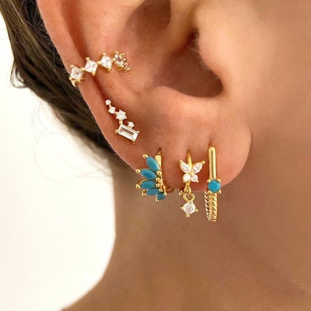 激安商品 リーフとターコイズのピアス aratake-dental.com