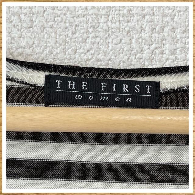 THE FIRST(ザファースト)の〈THEFIRST〉フリル袖　ボーダーTシャツ　半袖　フリーサイズ レディースのトップス(Tシャツ(半袖/袖なし))の商品写真