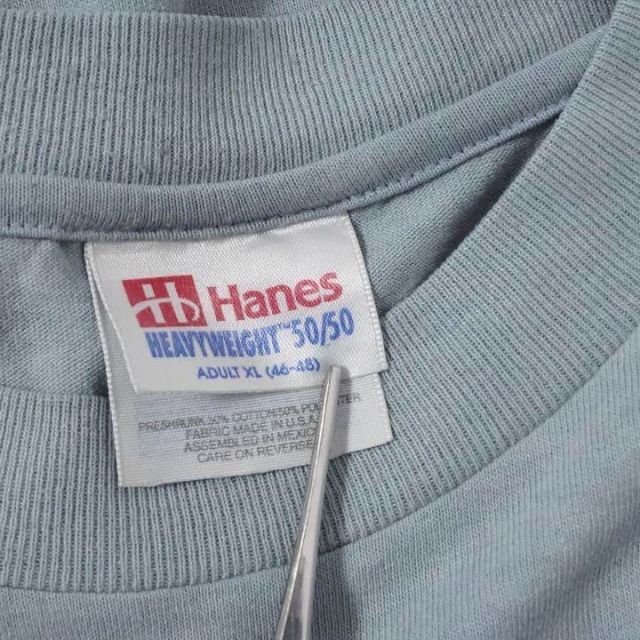 ヘインズ　Tシャツ　90s USA製　青　XL プリント　Hanes 6