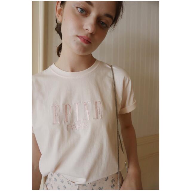 épine(エピヌ)のÉPINE PARIS embroidery tee baby pink レディースのトップス(Tシャツ(半袖/袖なし))の商品写真