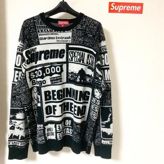 シュプリーム(Supreme)のSupreme 18AW Newsprint Sweater ブラック XL(ニット/セーター)