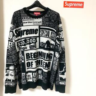 シュプリーム(Supreme)のSupreme 18AW Newsprint Sweater ブラック XL(ニット/セーター)