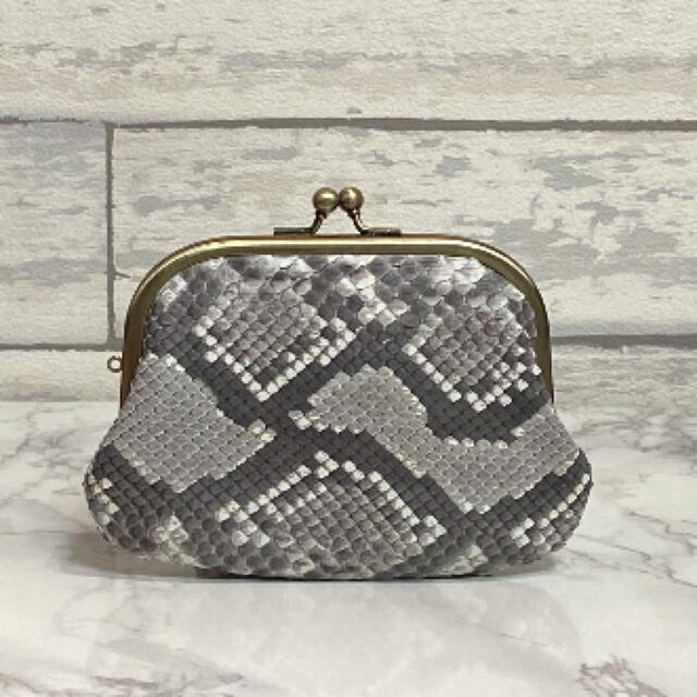 いますⓋ ハンドメイド ダイヤモンドパイソン本革親子がま口長財布の
