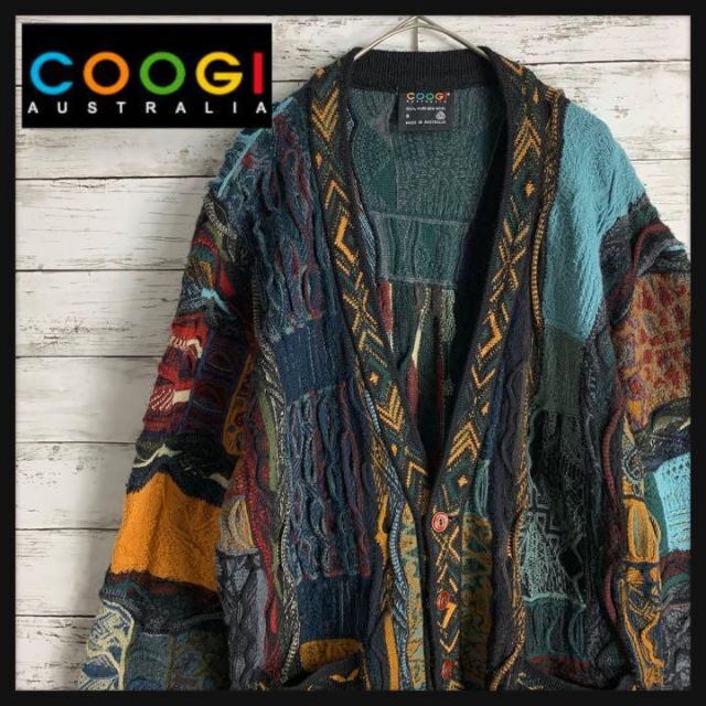 【幻の1点モノ】coogi クージー 立体 3Dカーディガン　希少 即完売モデルラグラン裄丈