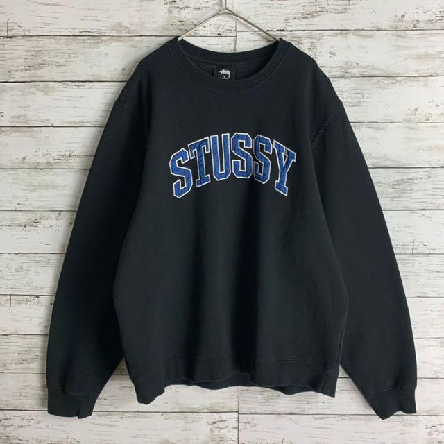 STUSSY  ステューシー アーチセンターロゴ刺繍 ハーフジップスウェット L