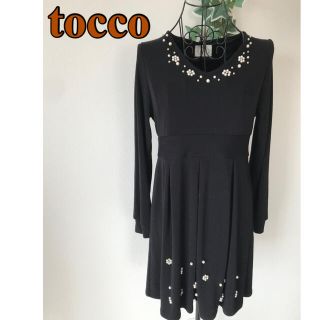 トッコ(tocco)の【tocco closet トッコクローゼット】M✨クロ✨花ビーズ✨ワンピース(ひざ丈ワンピース)