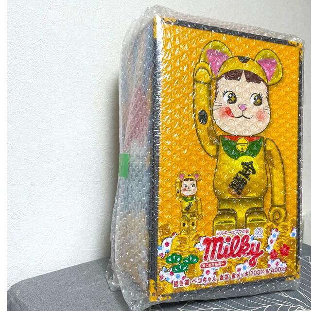 BE＠RBRICK 招き猫 ペコちゃん 金運 金メッキ 100％400%