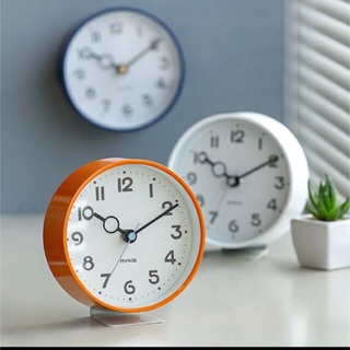 MAG時計 オレンジ＆ネイビー2個 置き掛け兼用時計 連続秒針 静音 アナログ(掛時計/柱時計)