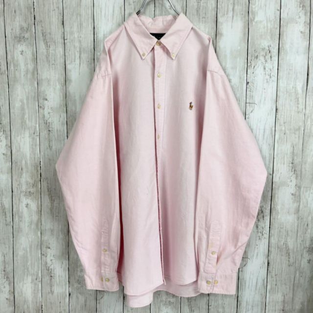ラルフローレン　ゆるだぼオーバーサイズオックスフォードボタンダウンシャツ薄ピンク 1