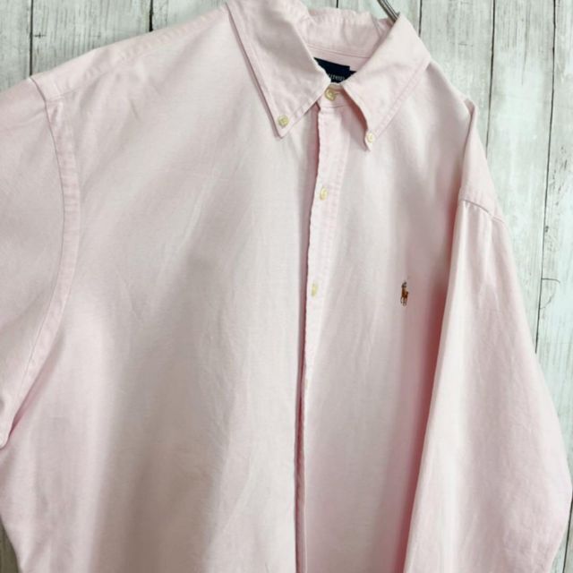 ラルフローレン　ゆるだぼオーバーサイズオックスフォードボタンダウンシャツ薄ピンク 4