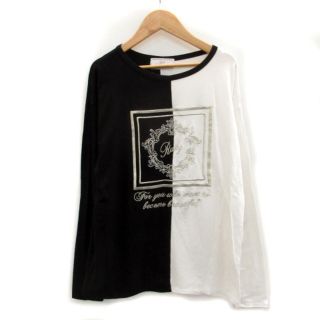 レディー(Rady)のレディ Tシャツ カットソー 長袖 ラウンドネック ロゴ刺繍 M ホワイト 黒(Tシャツ(長袖/七分))